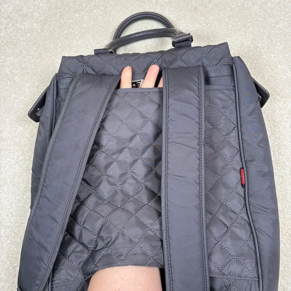 Hedgren Kayla Backpack Diamond Quilted Nylon Gray Laptop Bag see description